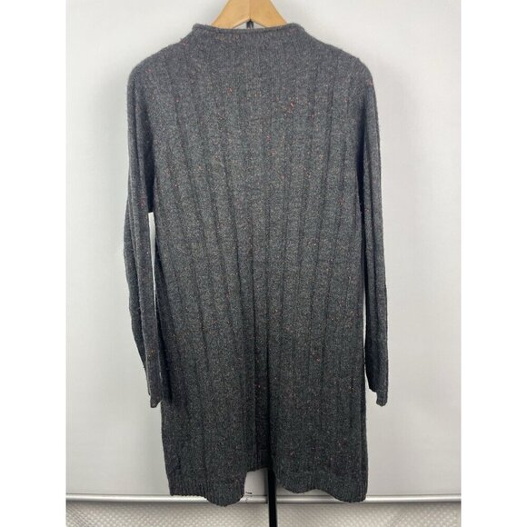 Madewell Women Grey Red Speckle Knit Mini Dress Large Ribbed Rolled Mock Neck - Picture 6 of 6